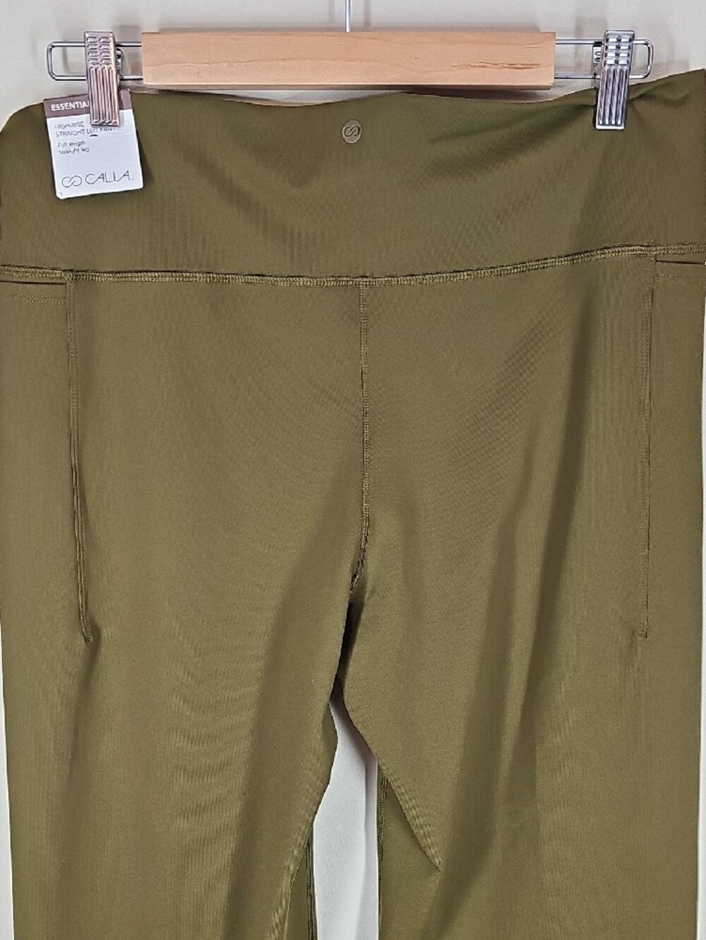 NWT CALIA Essential Straight Leg Pants XL Dark Khaki Olive High Waist Athleisure - Picture 5 of 6